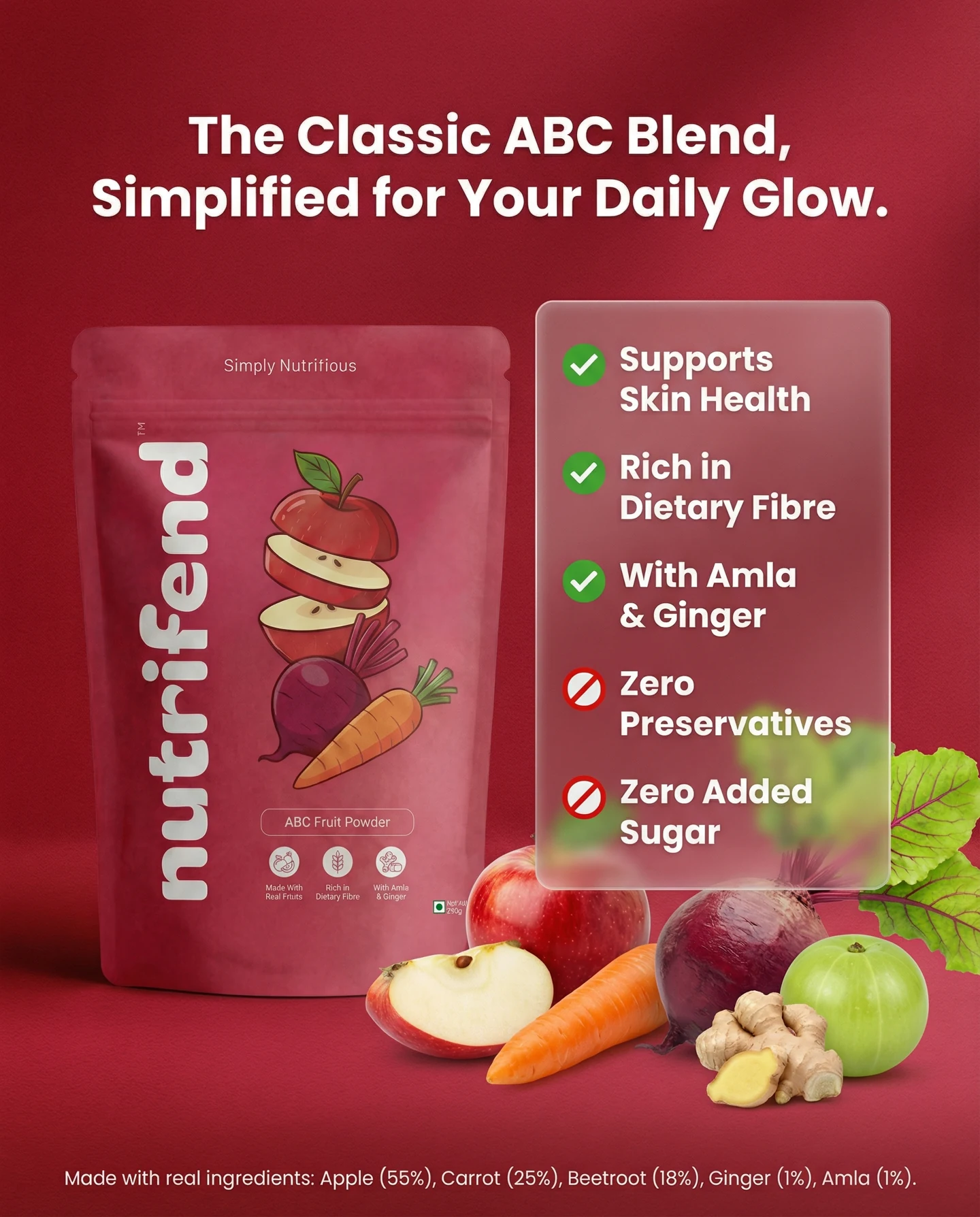The Classic ABC Blend ad with product pack and benefit-led copy
