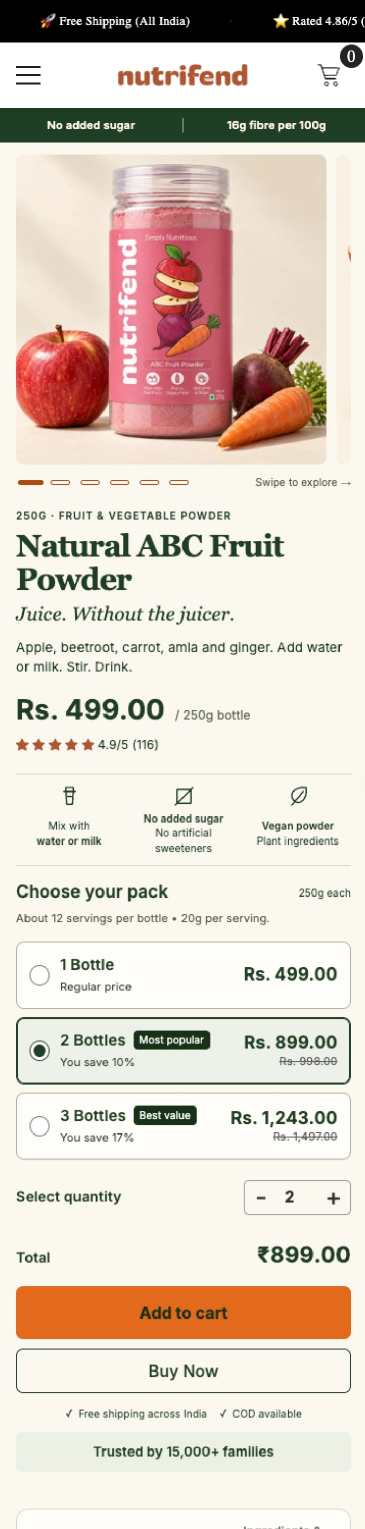 New ABC layout: mobile introduction through bundle selection and purchase controls